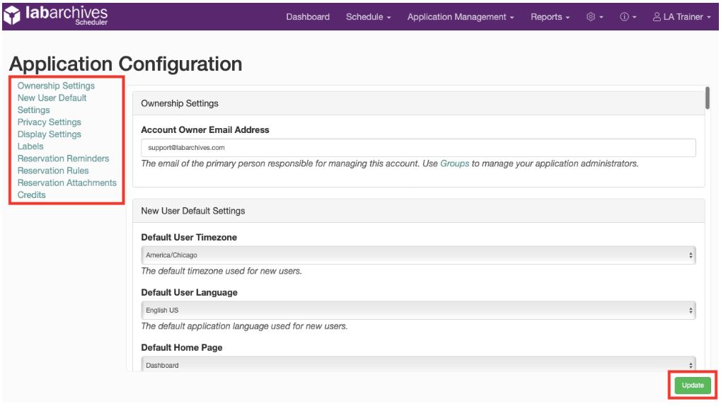 Application Configuration LabArchives