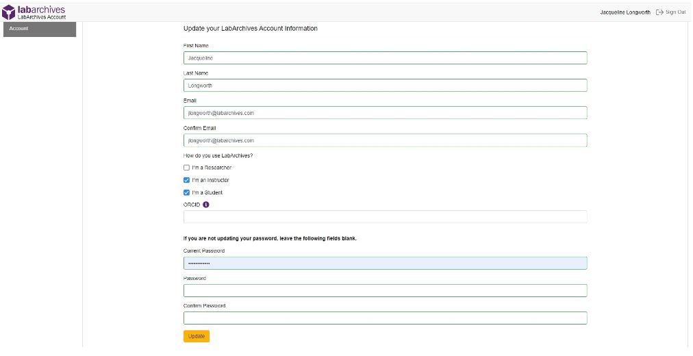 How to Update your Profile – LabArchives