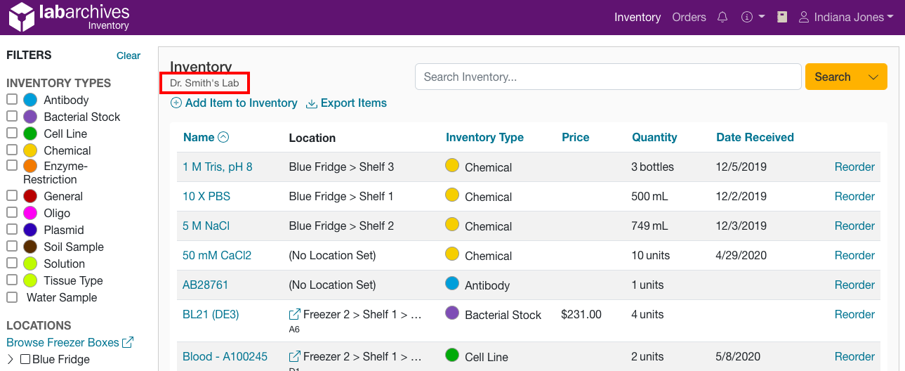 Adding an Inventory Item – LabArchives