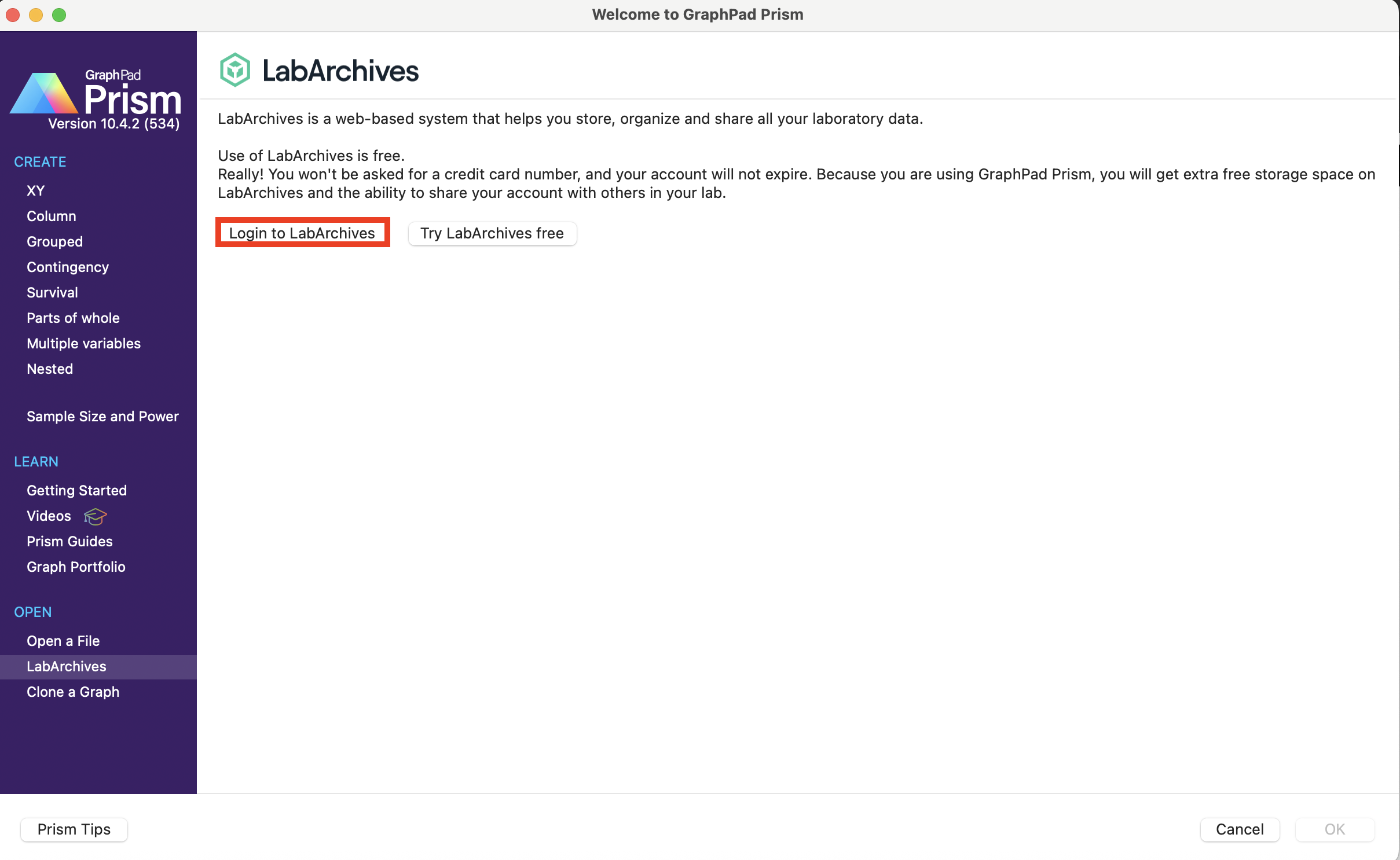 Login_to_LabArchives_Graph_Pad.png