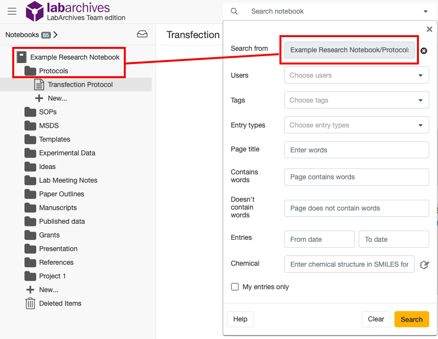 Search from on Advanced Search panel