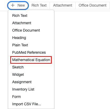 Mathematical Equation location in add Entry Toolbar