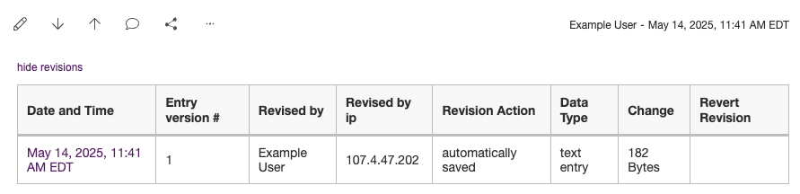 Revision history showing automatically saved version