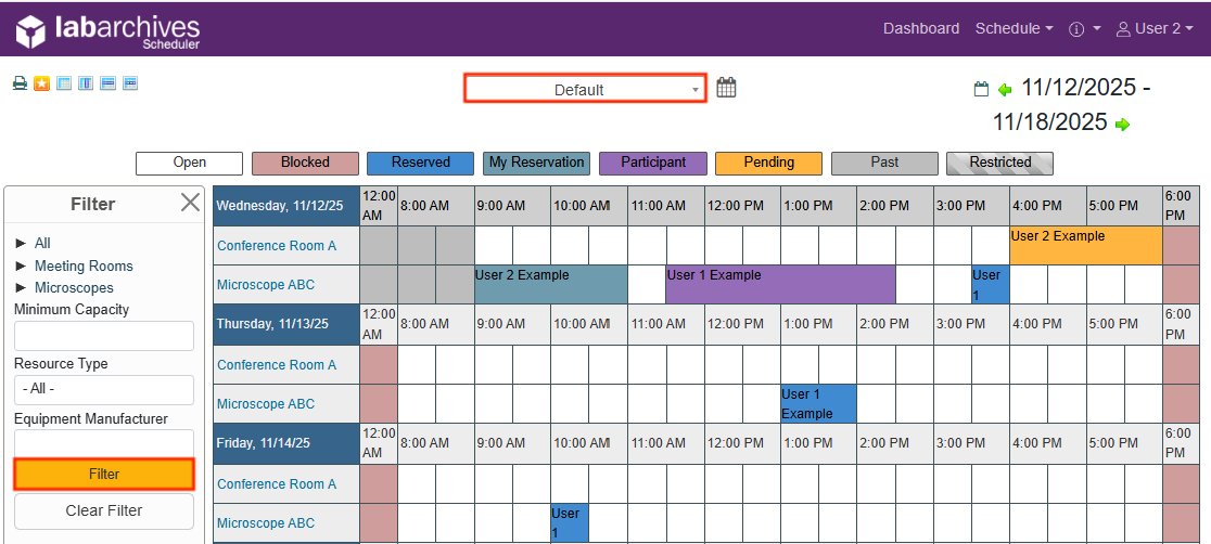 Filtering and Changing Calendars on Booking Page
