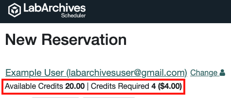 Credits in New Reservation Page