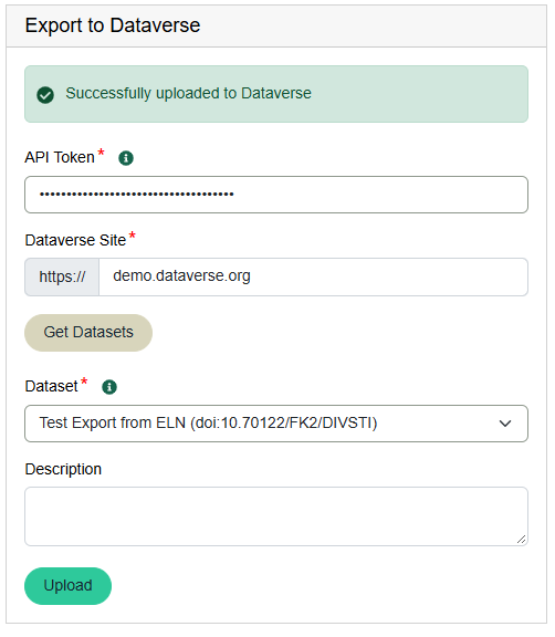 Successfully Upload to Dataverse